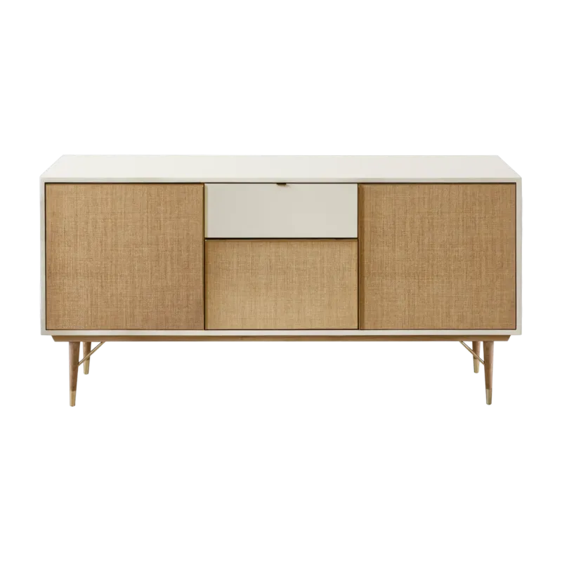 Enfilade laquée ivoire et fibre naturelle 160 cm Capri - RED Edition
