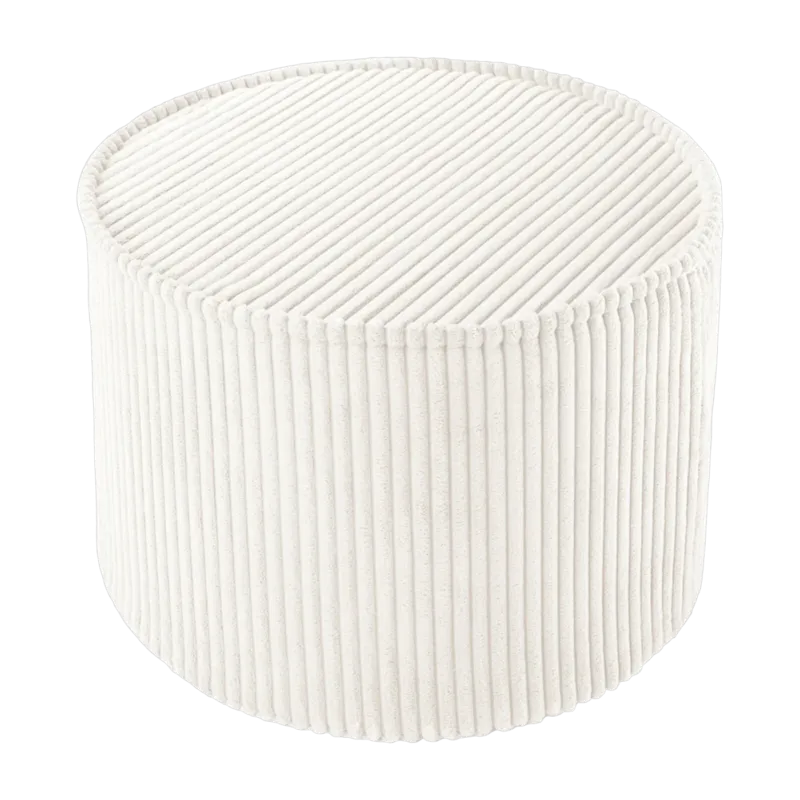 Pouf rond en velours côtelé blanc marshmallow 25 x 40 cm - Wigiwama