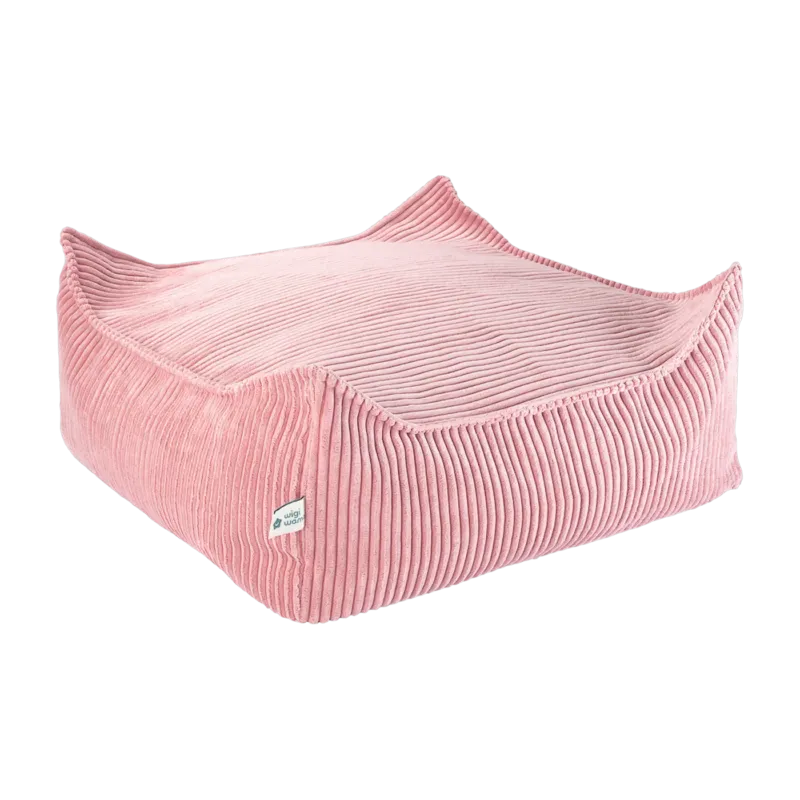 Pouf carré en velours côtelé rose 60 x 60 cm - Wigiwama