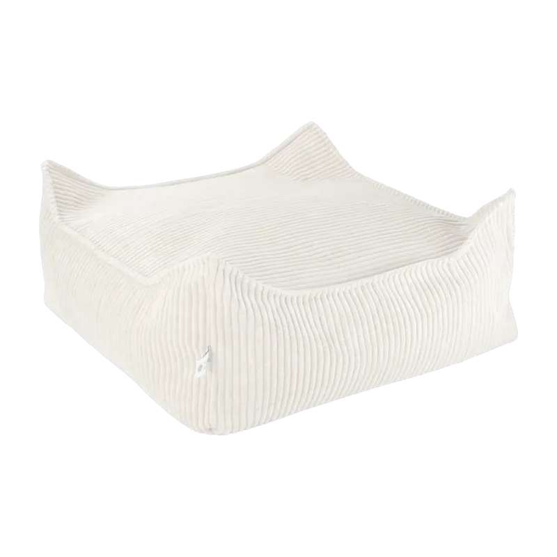 Pouf carré en velours côtelé côtelé blanc marshmallow 60 x 60 cm - Wigiwama