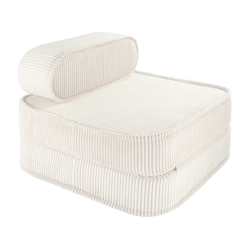Fauteuil pliable en velours côtelé blanc marshmallow 150 x 60 cm - Wigiwama