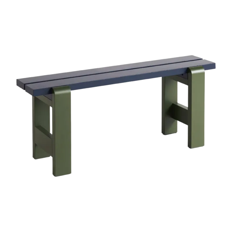 Banc duo en pin laqué bleu métal et olive 111 x 23 x 45 cm Weekday - Hay
