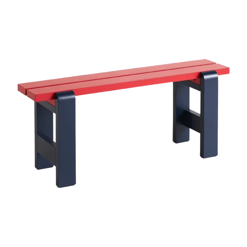 Banc duo en pin laqué vin rouge et bleu métal 111 x 23 x 45 cm Weekday - Hay