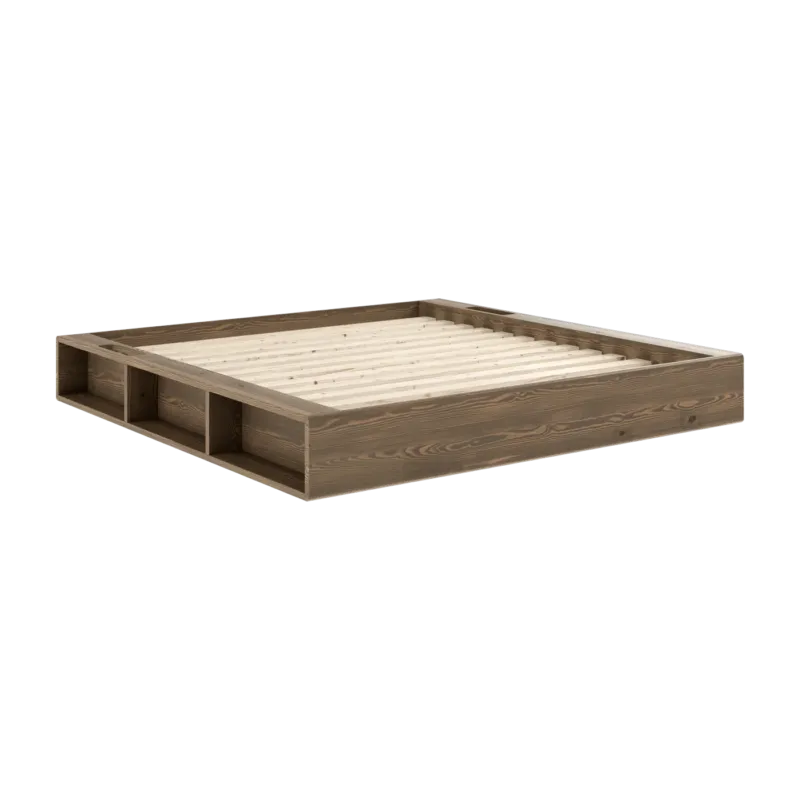 Lit en pin laqué marron foncé et tissu 180 x 200 cm Ziggy - Karup Design