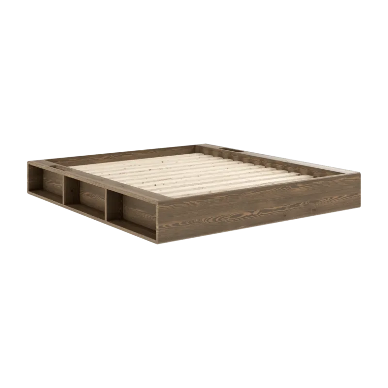 Lit en pin laqué marron foncé et tissu 160 x 200 cm Ziggy - Karup Design