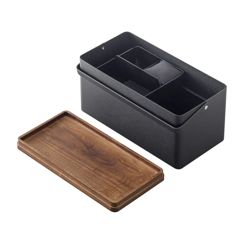 Boîte à couture en acier et bois noire Tower - Yamazaki