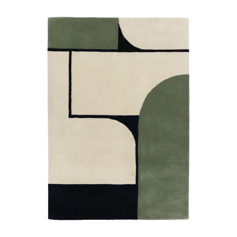 Tapis rectangulaire en laine blanc, kaki et noir 290x200 cm Strada - Edito
