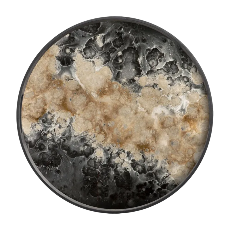 Plateau rond en verre noir 48 cm Organic - Ethnicraft Accessories