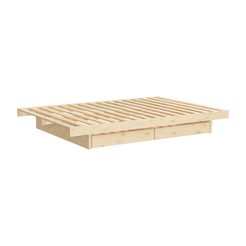 Sommier avec 2 tiroirs en pin naturel 160x200cm Kanso - Karup Design