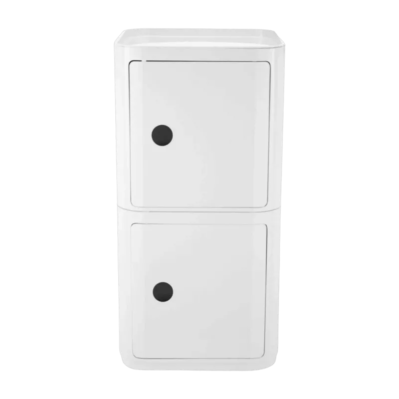 Table de chevet 2 portes carrées blanc Componibili Classic Big - Kartell