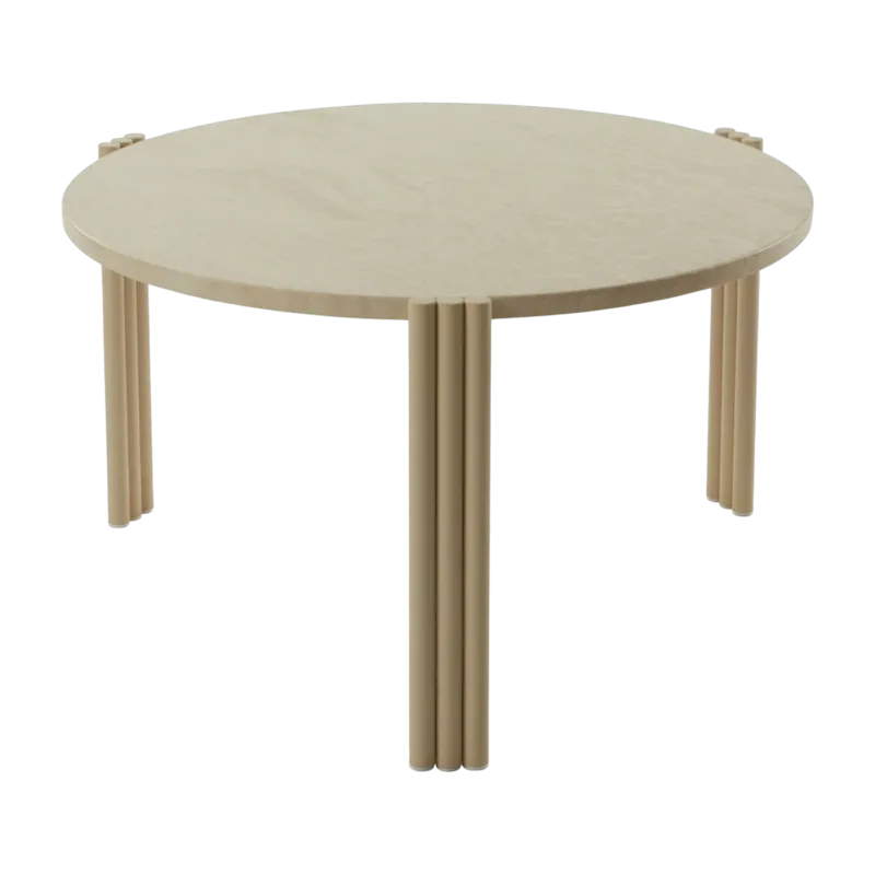 Table basse ronde en acier beige et travertin 35 x 60 cm Tribus - AYTM