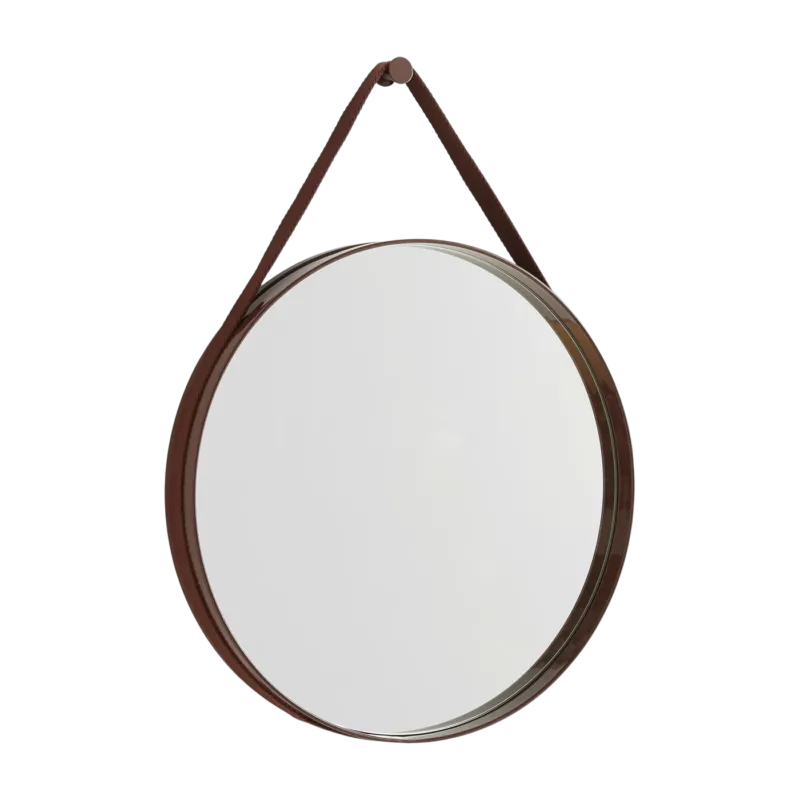 Miroir rond en acier marron foncé 50 cm Strap - Hay