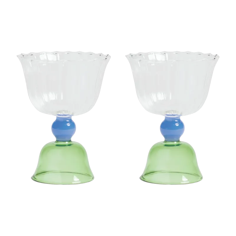 2 Coupes en verre vert Tulip - &Klevering