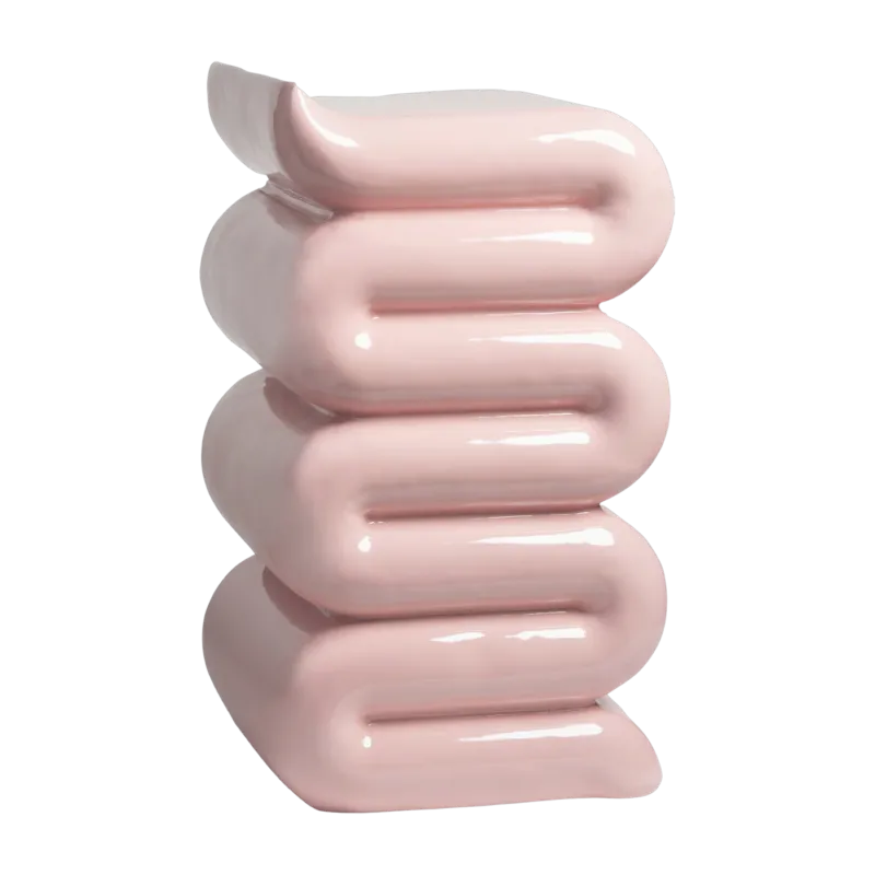 Table d'appoint en fibre de verre rose Pillar - &Klevering