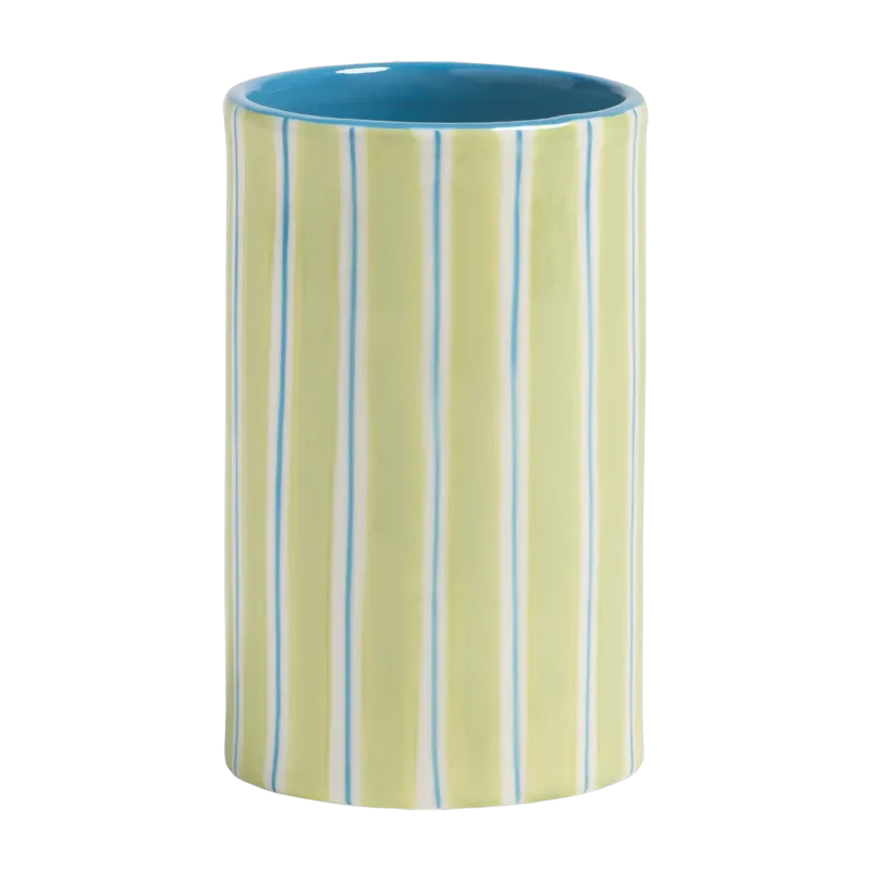 Vase rayé en porcelaine vert et bleu 12 cm Ray - &Klevering