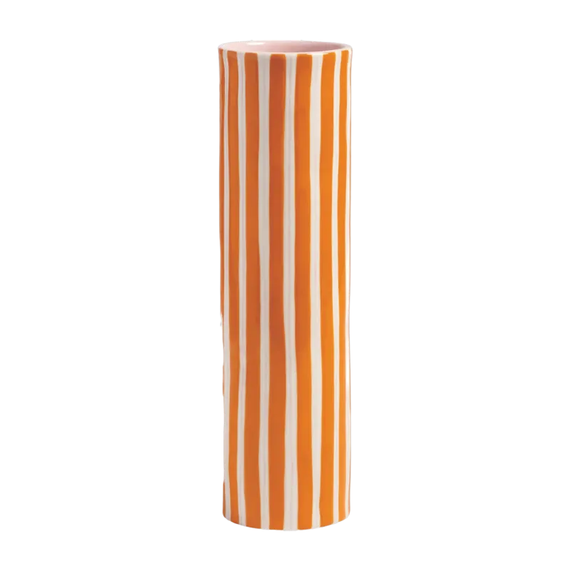Vase rayé en porcelaine orange et rose 28 cm Ray - &Klevering