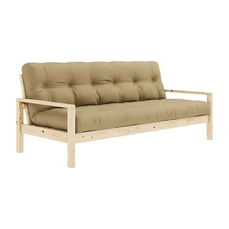 Canapé-lit en bois clair et tissu blé beige Knob - Karup Design