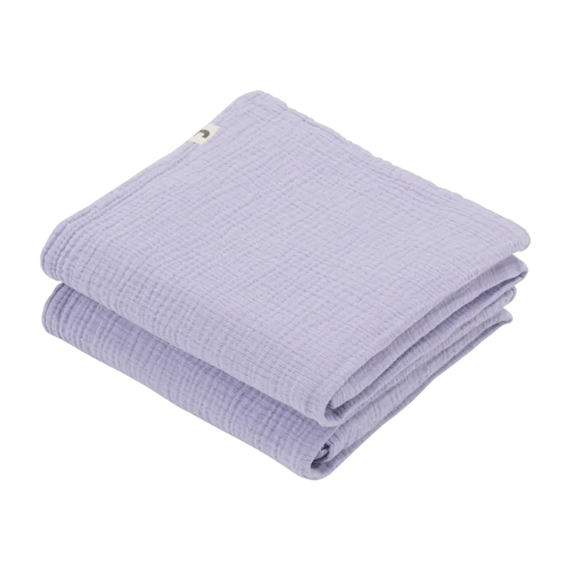 2 Langes en gaze de coton 60 x 60 cm lavande Les Petits - The Cool Republic