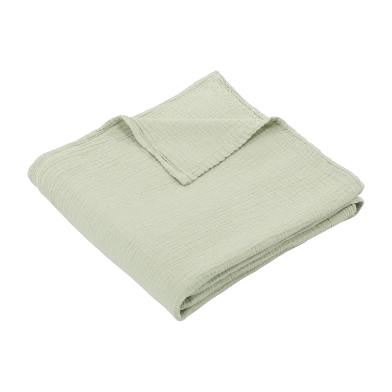 Maxi-lange en gaze de coton 120 x 120 cm vert amande Les Petits - The Cool Republic