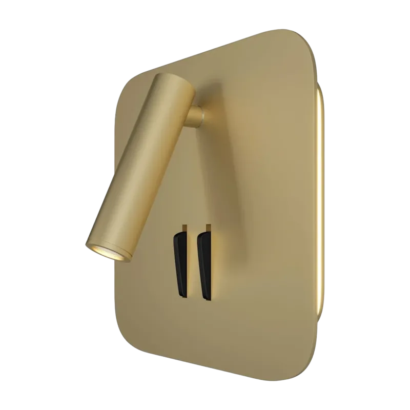 Applique murale carrée en aluminium doré avec interrupteur noir Ios 176 - Maytoni