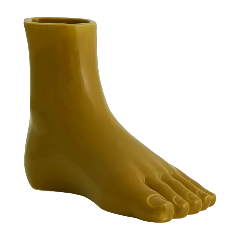 Vase pied en céramique moutarde Aruba - Nordal