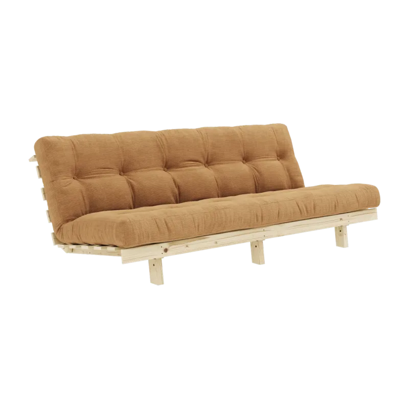 Canapé convertible en pin et velours côtelé marron fudge 100x190cm Lean - Karup Design