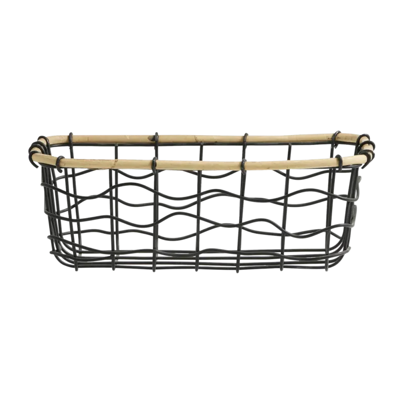 Panier de rangement en bambou et métal noir 24 cm Hana - Nordal