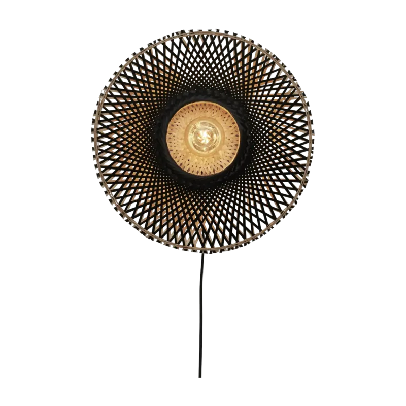 Lampe murale en bambou noir et naturel 44x12 cm Kalimantan - Good & Mojo