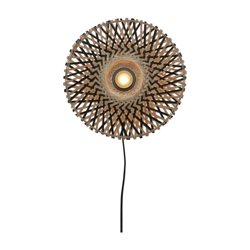 Lampe murale en bambou noir et naturel 30x8 cm Kalimantan - Good & Mojo