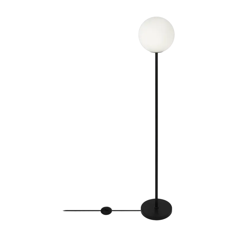 Lampadaire en verre dépoli et métal noir 155 cm Ring - Maytoni