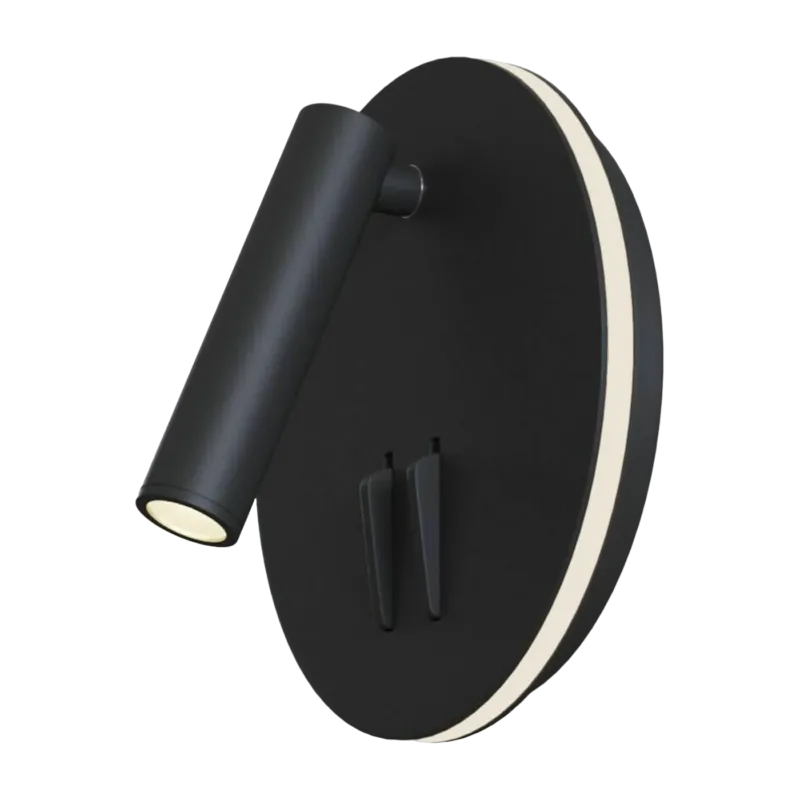 Applique murale ronde avec interrupteur en aluminium noir Ios 176 - Maytoni