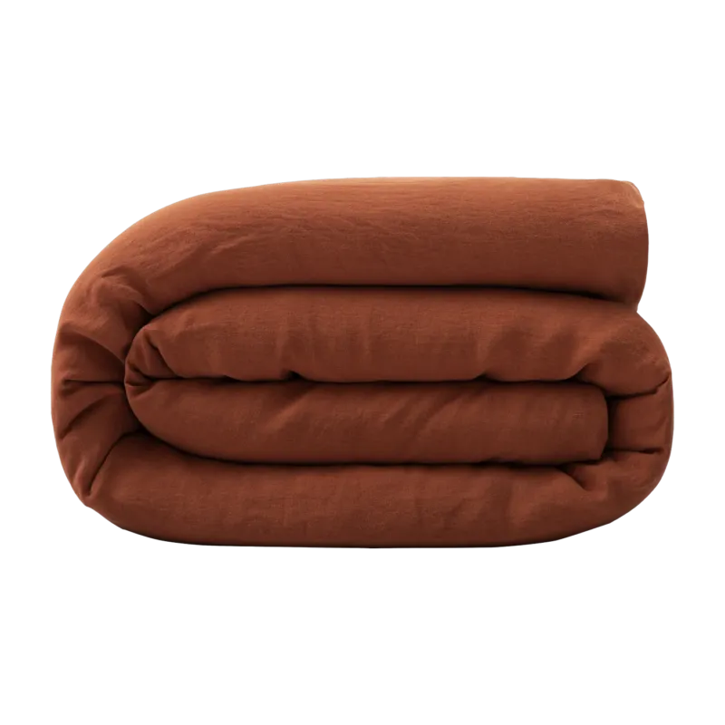 Housse de couette terracotta en lin lavé 140 x 200 cm - The Cool Republic