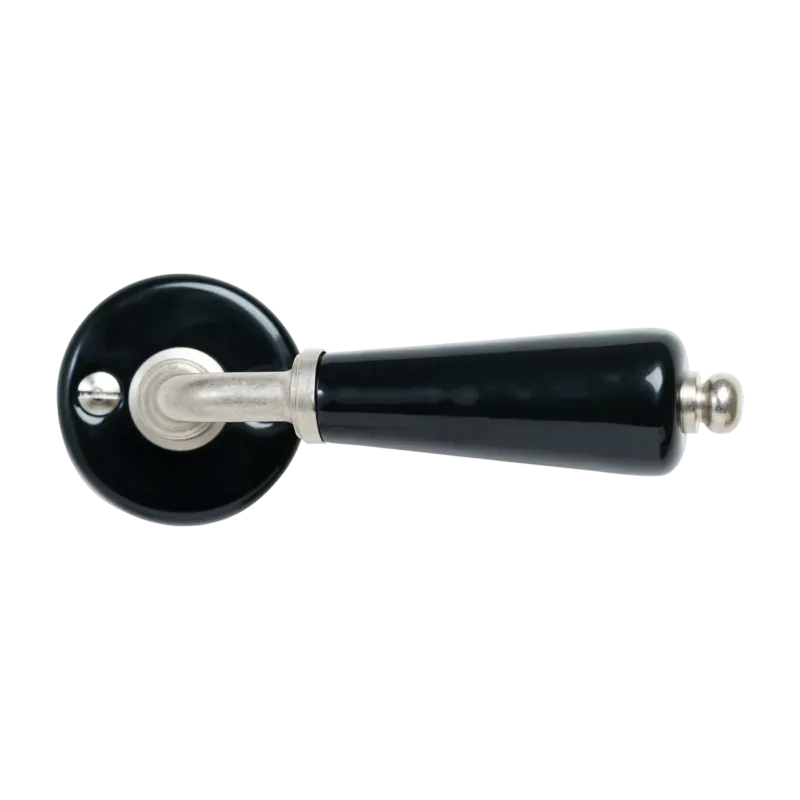 Poignée de porte simple en porcelaine noire sur rosace Canon - Merigous