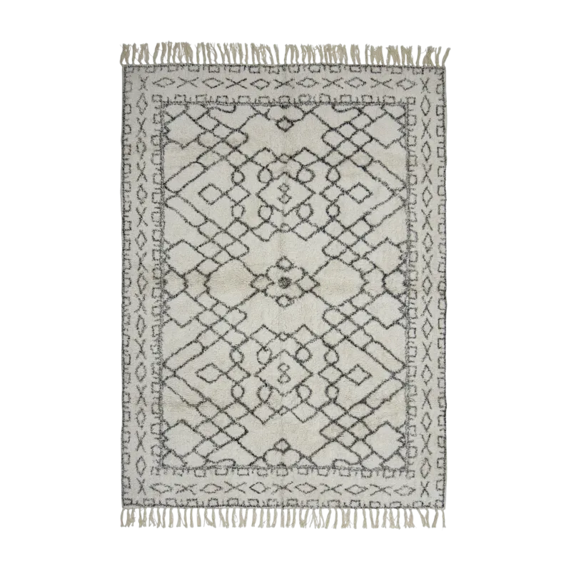 Tapis rectangulaire en coton blanc 200x140 cm Jaqueline - Bloomingville