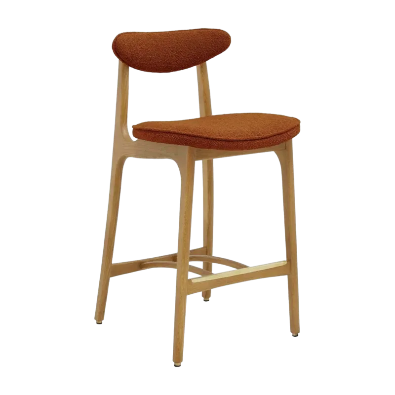 Chaise de bar en tissu bouclé sierra et frêne naturel 90cm Série 200-190 - 366 Concept
