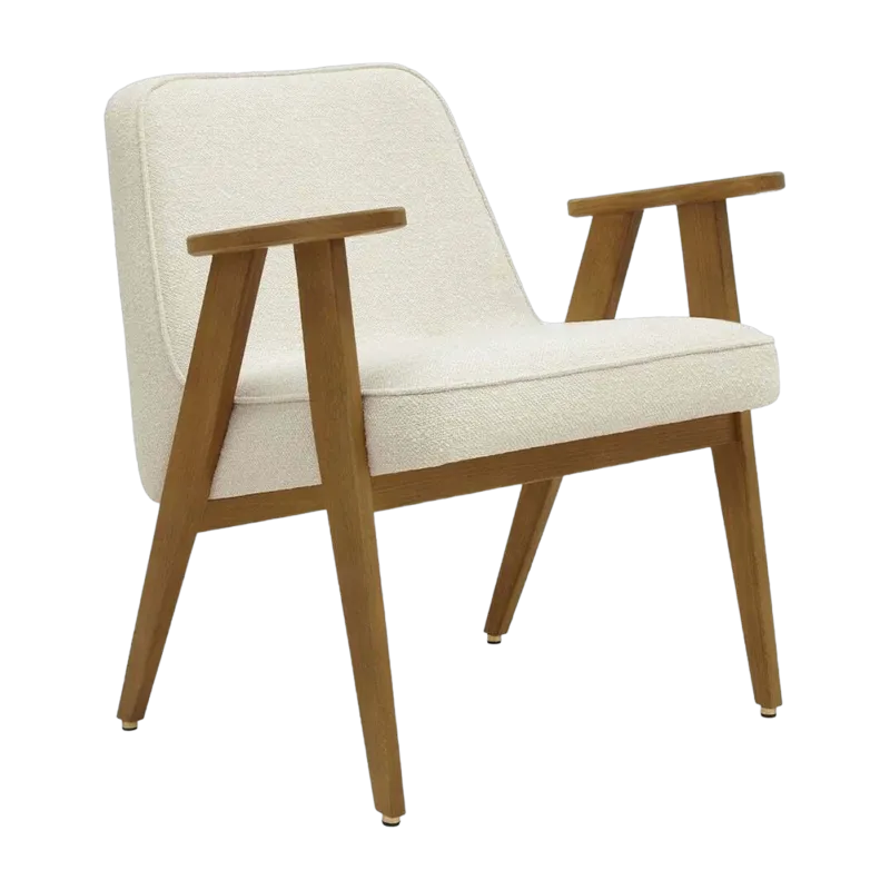 Fauteuil avec accoudoirs en tissu bouclé crème et chêne foncé 53 x 52 cm Série 366 Junior - 366 Concept