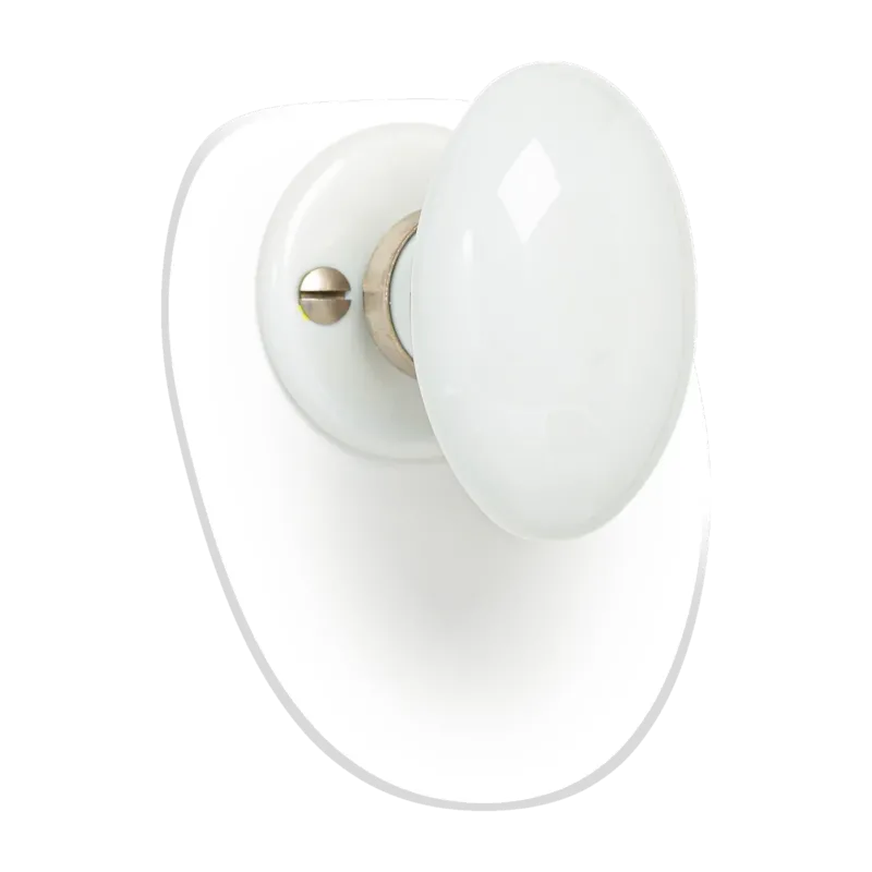 Bouton simple ovale en porcelaine blanche sur rosace - Merigous