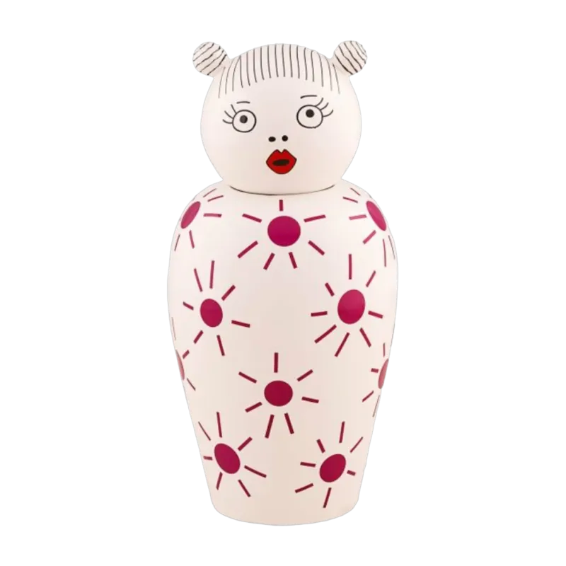 Vase poupée avec couvercle rose 17 x 25 cm Canopie Lula - Seletti