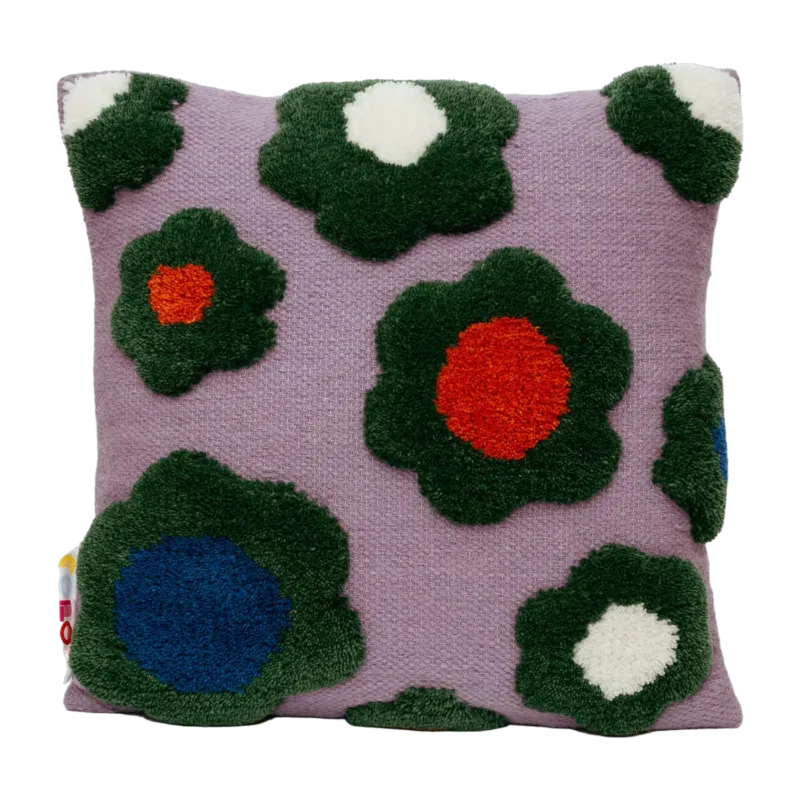 Coussin en laine 45x45cm Green Flower - Colortherapis