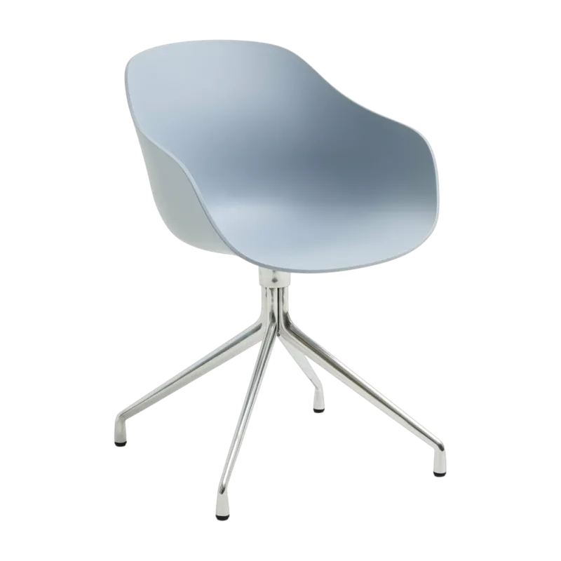 Chaise avec accoudoirs en plastique recyclé bleu ardoise et pieds en aluminium AAC 220 2.0 - HAY