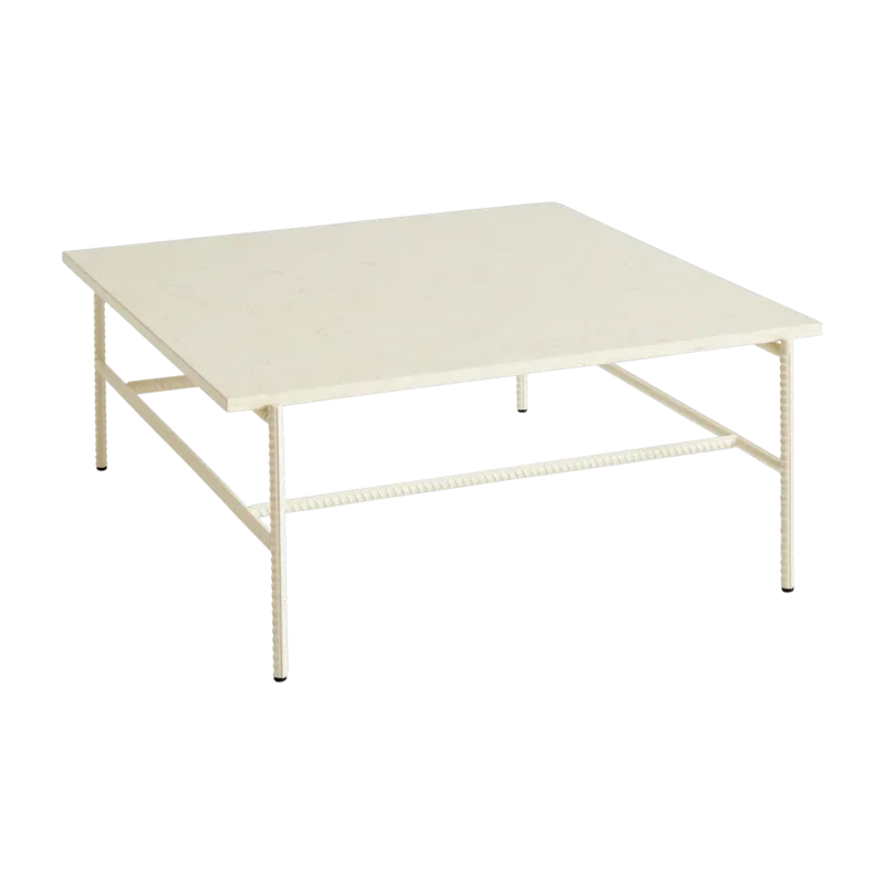 Table basse en marbre et piètement en acier beige 80 x 84 x 33 cm Rebar - Hay