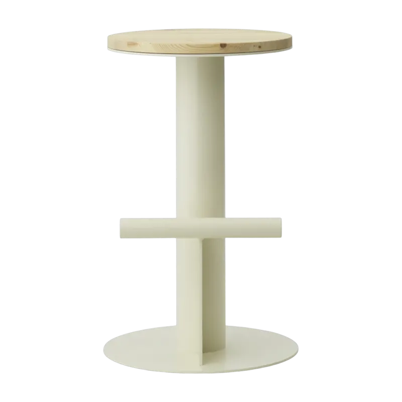 Tabouret de bar en bois de pin et acier beige 65 x 40 cm Pole - Normann Copenhagen