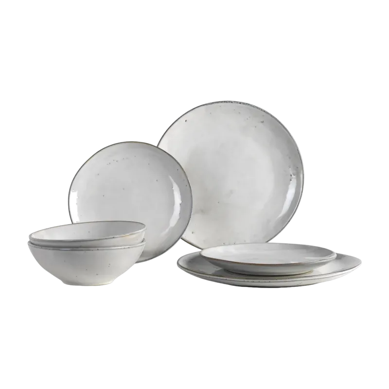 Service de vaisselle pour deux en grès blanc Nordic Sand - Broste Copenhagen