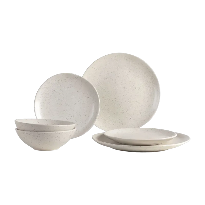 Service de vaisselle pour deux en grès émaillé crème Nordic Vanilla - Broste Copenhagen