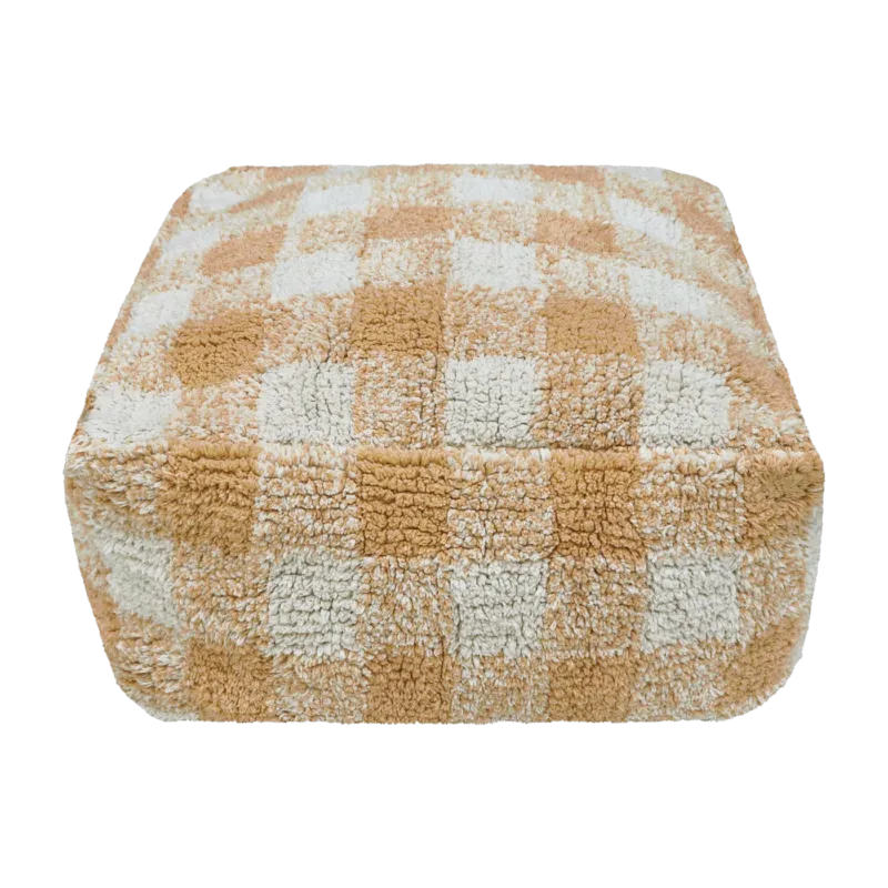 Pouf en coton jaune 40 x 20 cm Vichy - Lorena Canals