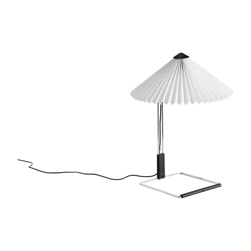 Petite lampe de table blanche et acier miroir Matin - HAY