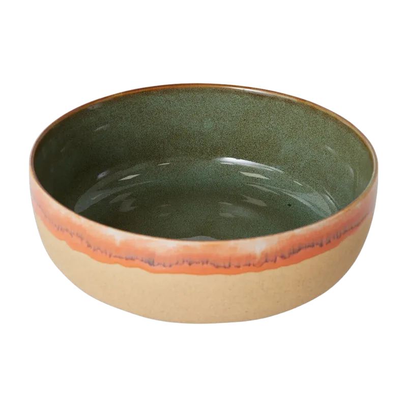 Saladier en grès intérieur vert 25 cm Vaisselle 70's - HKliving
