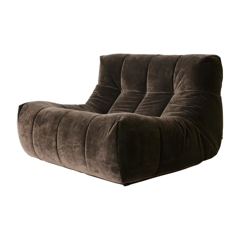 Fauteuil lazy en velours royal brun Espresso - HKliving