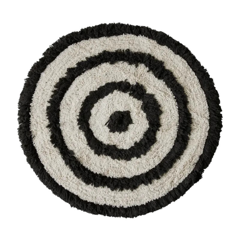 Tapis de bain rond en coton monochrome 80 cm - HKliving