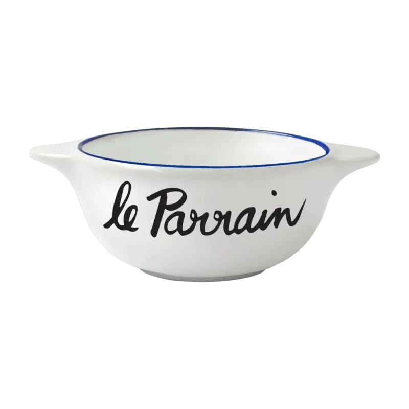 Bol breton en faïence blanche Le Parrain - Pied de poule